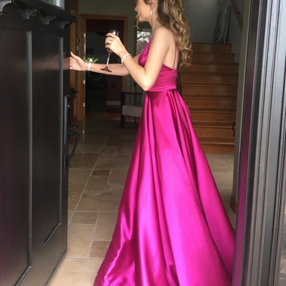 Fushsia Sherri Hills Prom Dress - Picture 2 of 3